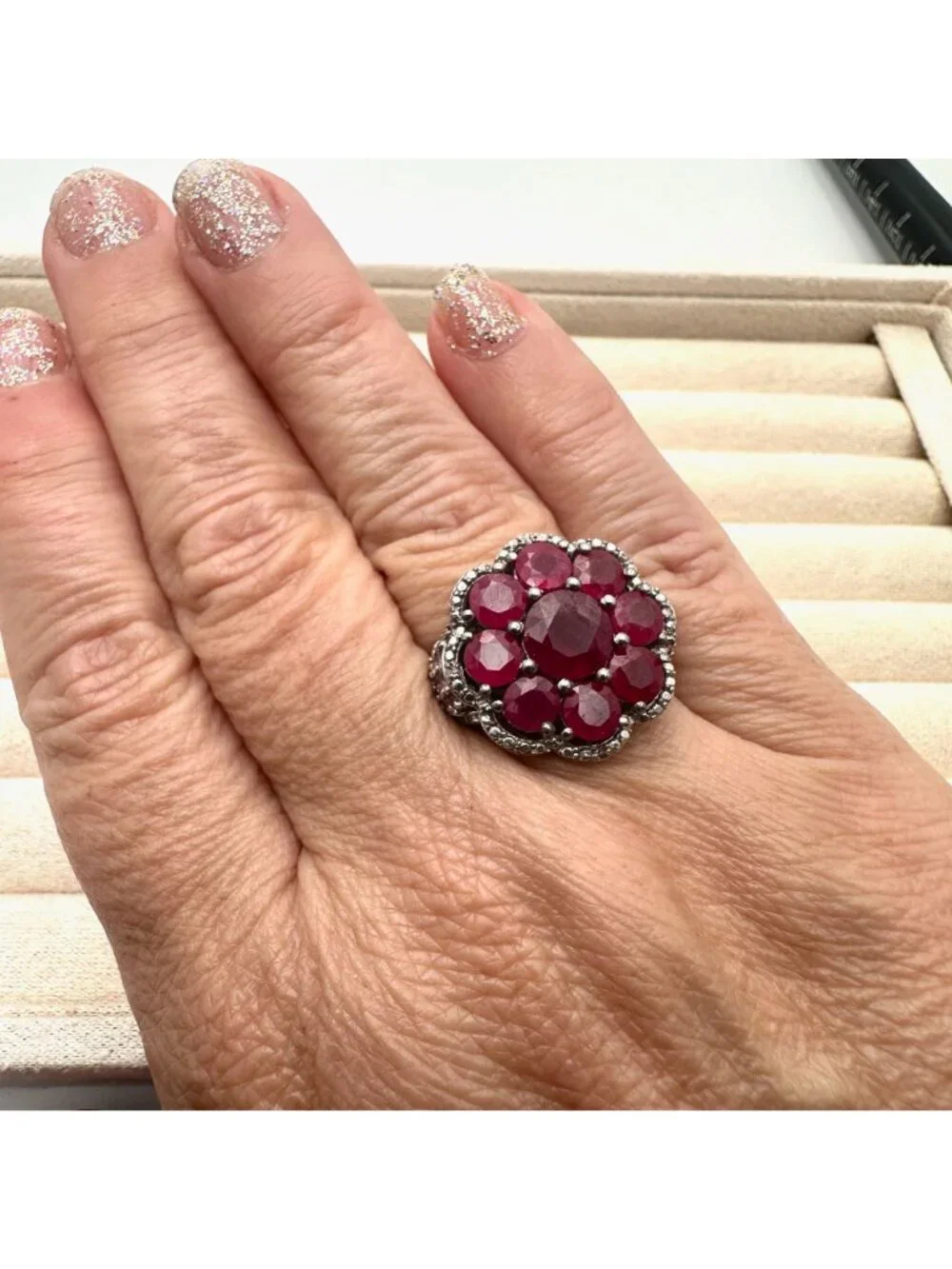 Chuck Clemency Ring Red Ruby Size 8 Designer Statement Jewelry